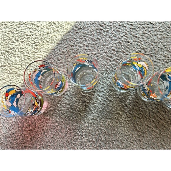 1982 - Smurf Glasses - Hardee’s Promo - Lot Of 6 - Peyo - Wallace Berrie & Co - Picture 7 of 7